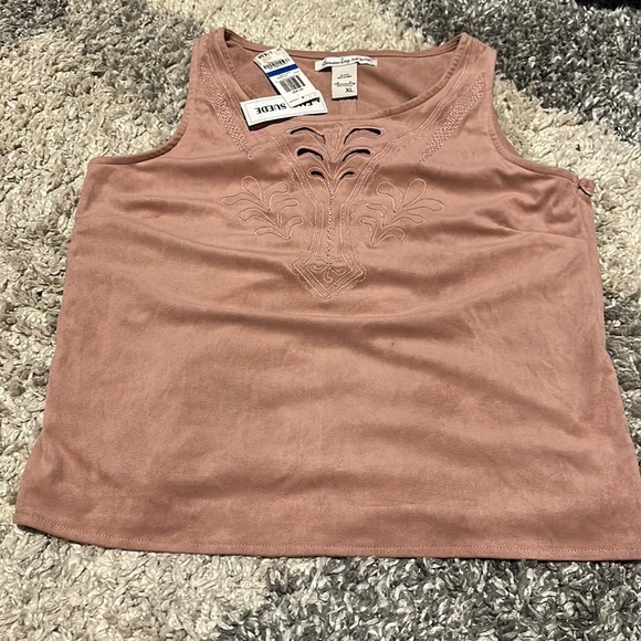 American Rag Mauve Faux Suede Top - Picture 1 of 12